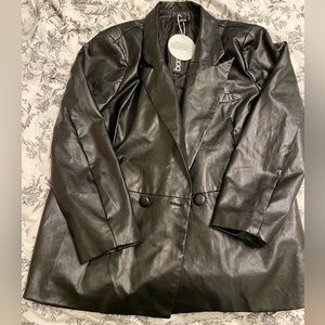 Boohoo oversized black faux leather jacket